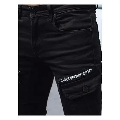 Men's Black Denim Cargo Pants Dstreet