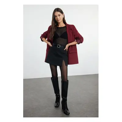 Trendyol Claret Red Regular Lined Double Breasted Closure Woven Blazer Jacket