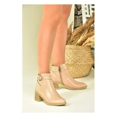 Fox Shoes Women's Nude Thick Heeled Boots