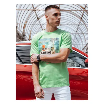 Men's T-shirt with print, green Dstreet