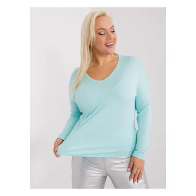 Mint smooth viscose blouse in higher size Elisa