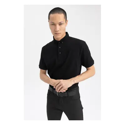 DEFACTO Slim Fit Polo Neck Short Sleeve Cotton T-Shirt