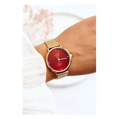 Women's waterproof watch on Giorgio&Dario bracelet Gold-Red