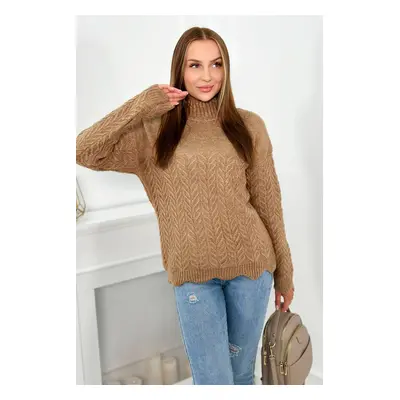 Sweater with decorative ruffle Camel