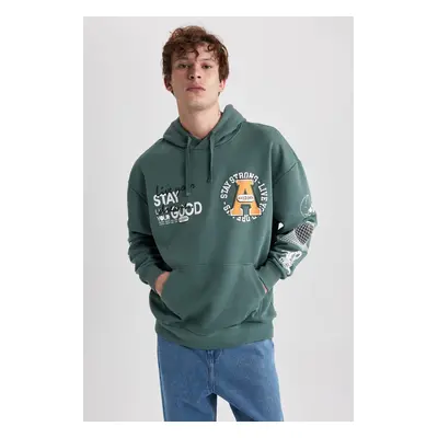 DEFACTO Oversize Fit Hooded Printed Sweatshirt