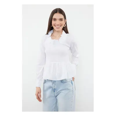 Trendyol Ecru Ruffled Gimped Woven Blouse