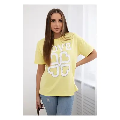 Cotton blouse with Love Heart print yellow