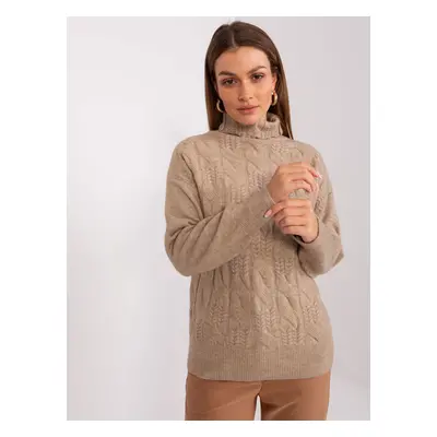 Dark beige melange turtleneck