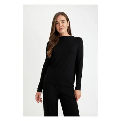 DEFACTO Regular Fit Cowl Neck Long Sleeve T-Shirt