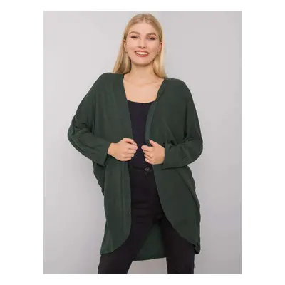 Women's knitted cape in dark green color