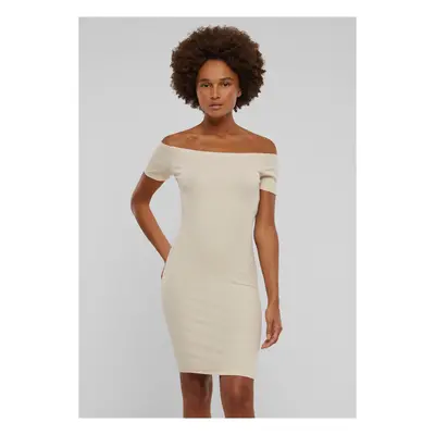 Women's Dress Off Shoulder Rib Cream