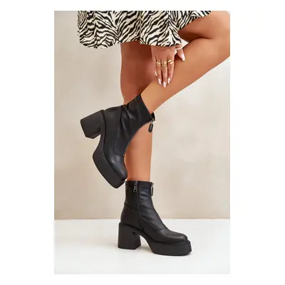 Insulated Women's Ankle Boots On Platform And Heel Black Vinceza