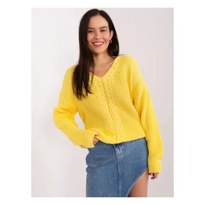 Yellow women's classic neckline sweater