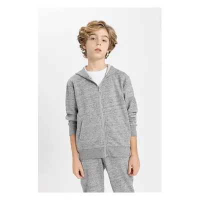 DEFACTO Boy's Hooded Zippered Sweatshirt