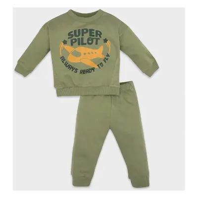 DEFACTO Baby Boy Printed Thin Sweatshirt Tracksuit Bottom 2-Piece Set