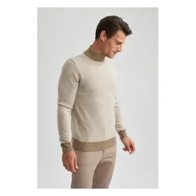 DEFACTO Regular Fit Color Block Turtleneck Knit Sweater