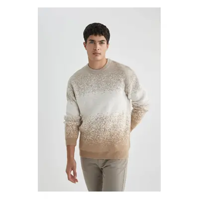 DEFACTO Relax Fit Patterned Crew Neck Sweater