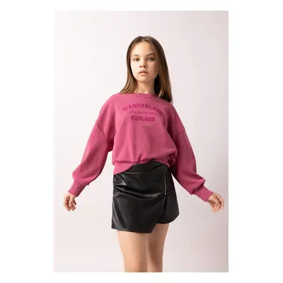 DEFACTO Girl Oversize Fit Crew Neck Printed Sweatshirt