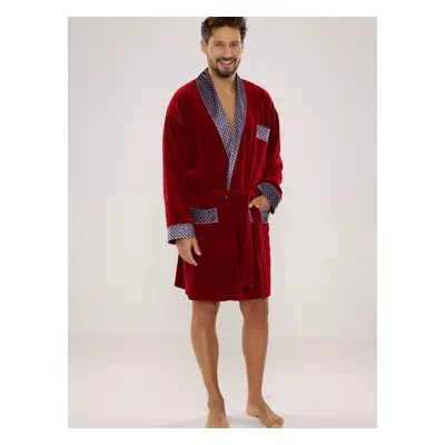 Men's bathrobe De Lafense Bonjour short M-2XL burgundy