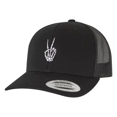 Bones Hand Peace Retro Trucker Cap Black