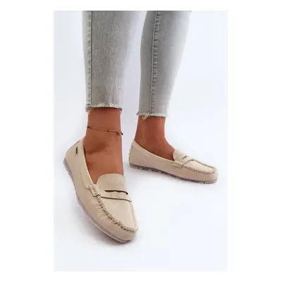 Women's loafers made of eco leather light beige Celoria