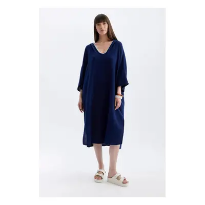 DEFACTO Fall in Love Hooded Cotton Beach Midi Dress