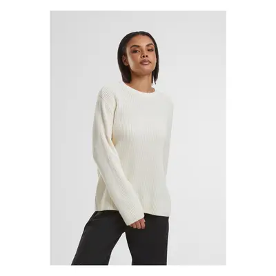 Women's ribbed knitted sweater cream