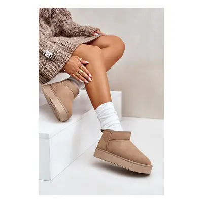 Women's suede snow boots on platform beige Nereviana