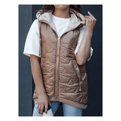 Women's quilted vest with hood COLINE gold Dstreet