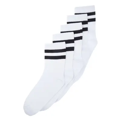 Trendyol White Pack Cotton Striped College-Tennis-Medium Socks