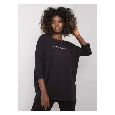 Black cotton blouse with inscription