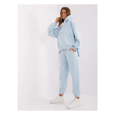 Light blue tracksuit with kangaroo sweatshirt