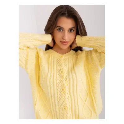 Light yellow women's button-down cardigan