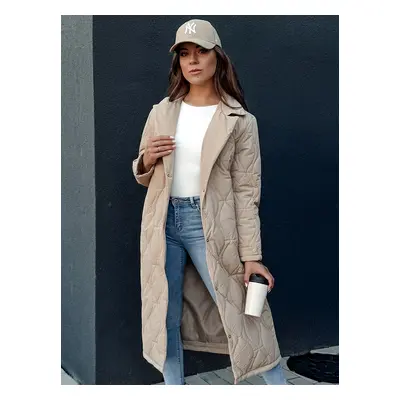 Women's quilted long coat TRENDIFY beige Dstreet