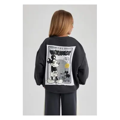 DEFACTO Girls Disney Mickey & Minnie Oversize Fit Crew Neck Sweatshirt