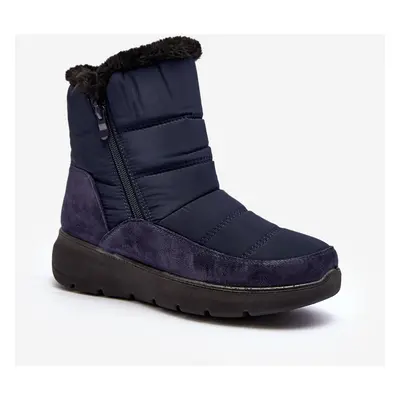 Women's snow boots with fur, Navy Blue Primose