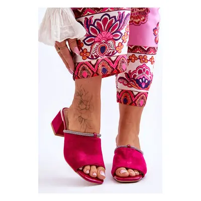 High heeled suede slippers S.Barski Fuchsia