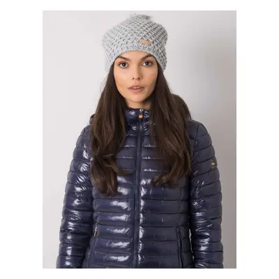 Grey women's hat with pompom