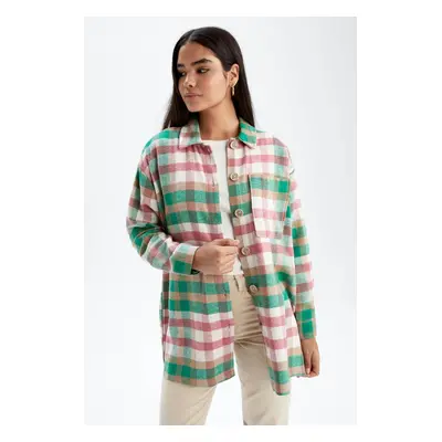 DEFACTO Relax Fit Checkered Flannel Long Sleeve Shirt Tunic