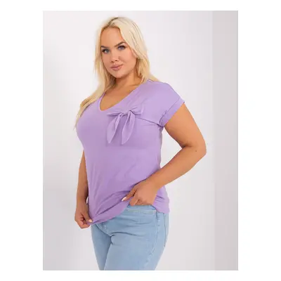 Purple plus size blouse with short sleeves