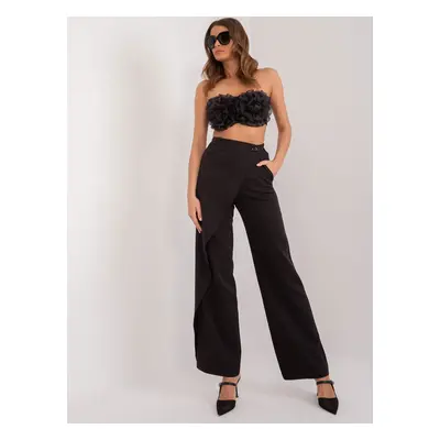 Black wide fabric trousers