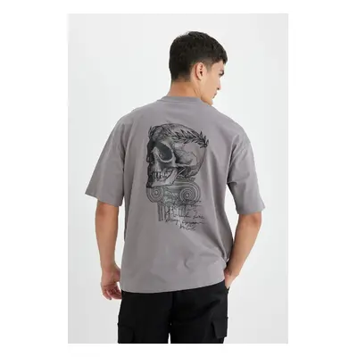 DEFACTO Oversize Fit Crew Neck Back Printed Short Sleeve T-Shirt