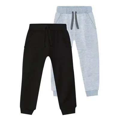 Denokids Basic Unisex Black-Grey Melange 2-Pack Sweatpants