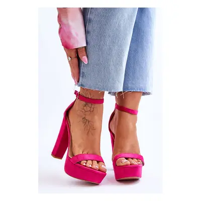 Comfortable Suede High Heel Fuchsia Essence