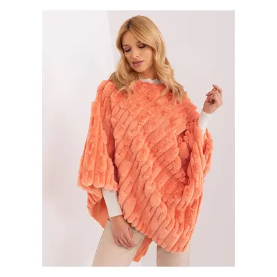 Orange warm poncho with eco fur