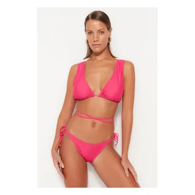 Trendyol Fuchsia Tie-Up normál lábú bikini alsó