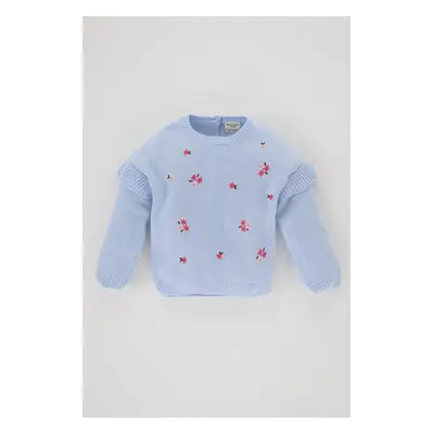 DEFACTO Baby Girl Crew Neck Floral Sweater