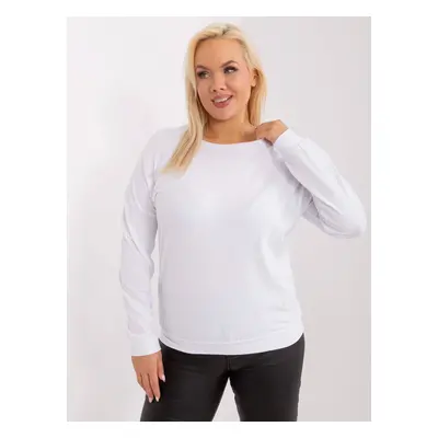 White blouse with a round neckline size plus