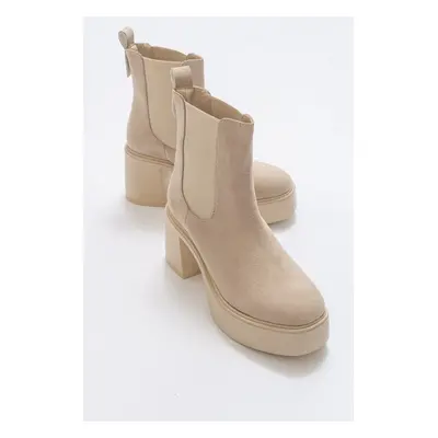 LuviShoes Aback Beige Women's Suede Boots