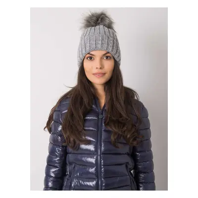 Gray insulated hat with apps